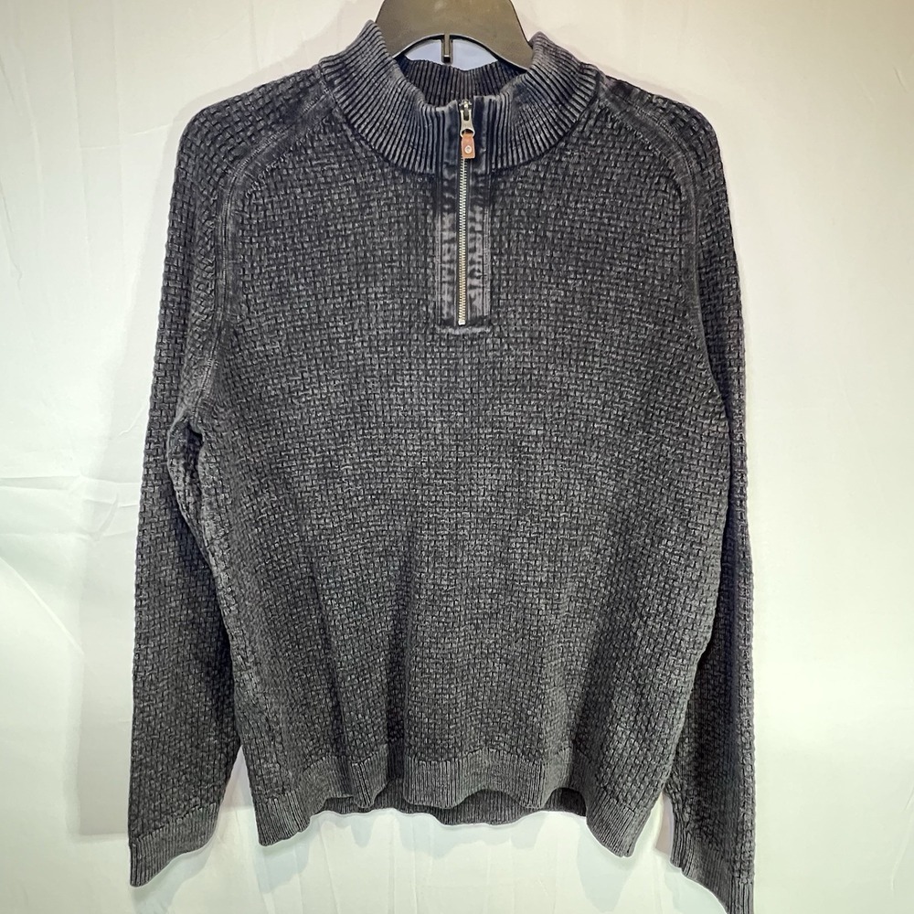 Tommy Bahama Waffle Knit 1/4 Zip Sweater Mens Large Blue Gray Long Sleeve Shirt